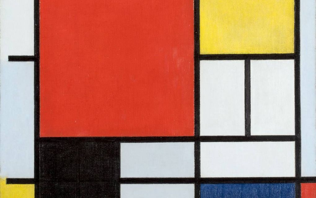 ”Compositie met groot rood vlak, geel, zwart, grijs
en blauw", 1921, Piet Mondriaan. beeld Gemeentemuseum Den Haag