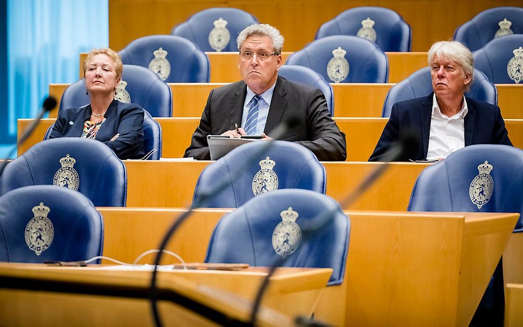 Van Brenk, Krol en Van Otterloo van 50PLUS tijdens een Tweede Kamerdebat in 2019. beeld ANP