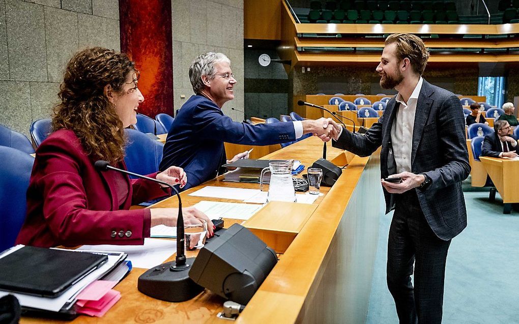 Minister Slob (M), minister van Engelshoven (L) en VVD-Kamerlid Wiersma. beeld ANP