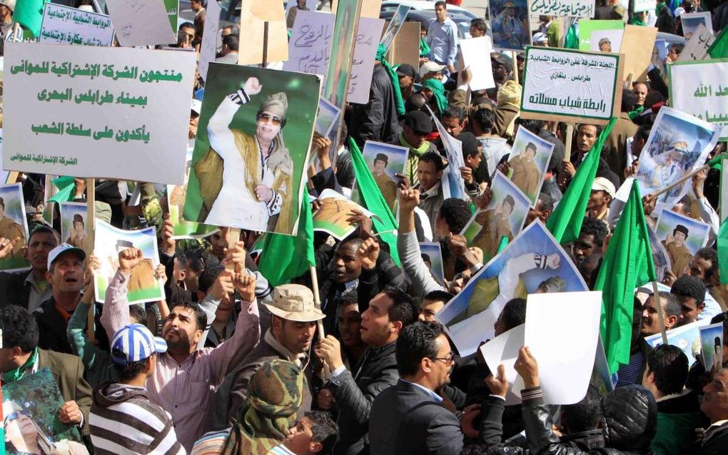 Protest in Tripoli, eerder deze week. Foto EPA