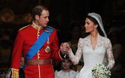William en Catherine gaven elkaar op 29 april 2011 in het bijzijn van bijna tweeduizend gasten het jawoord in de Westminster Abbey in Londen. beeld AFP, Carl de Souza