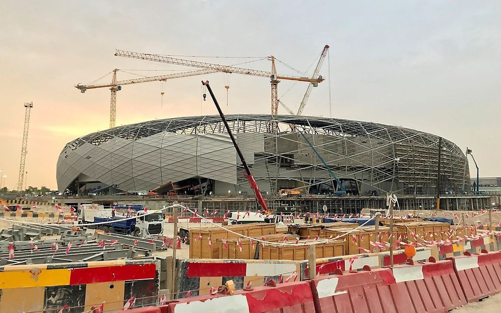 Bouwwerkzaamheden aan het Education City Stadium in Doha, Qatar, mei 2019. beeld AFP, Abou Merhi