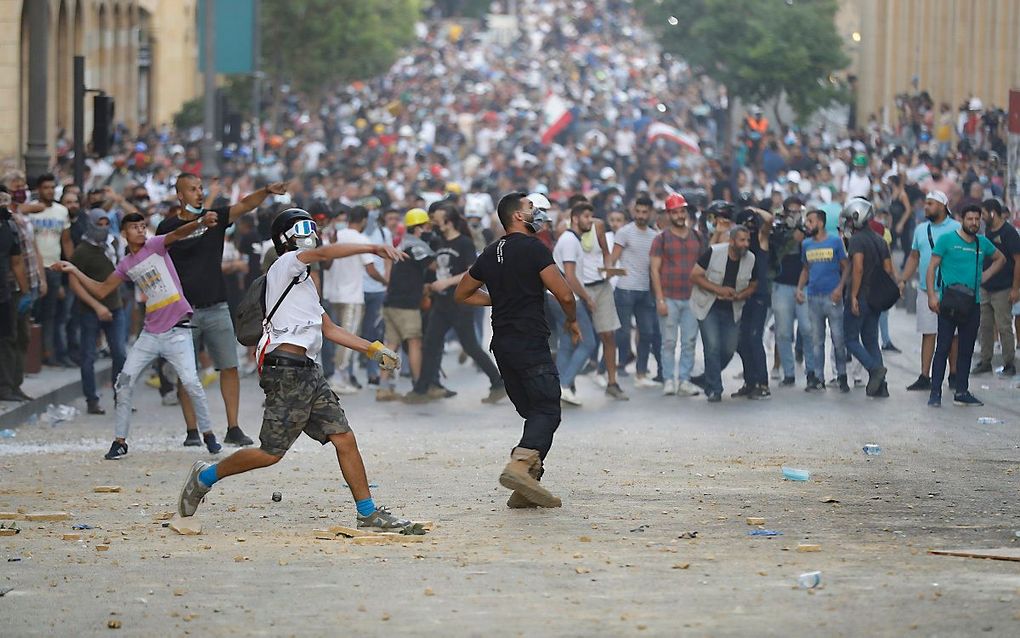 Protesten in Beiroet tegen de regering. beeld AFP