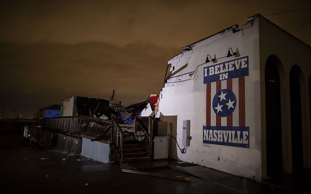 Circa veertig huizen en gebouwen in Nashville werden met de grond gelijk maakt. beeld AFP