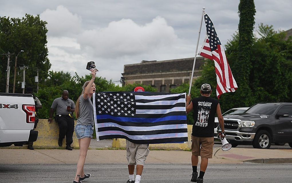 Trumpaanhangers in St. Louis. Missouri. beeld AFP