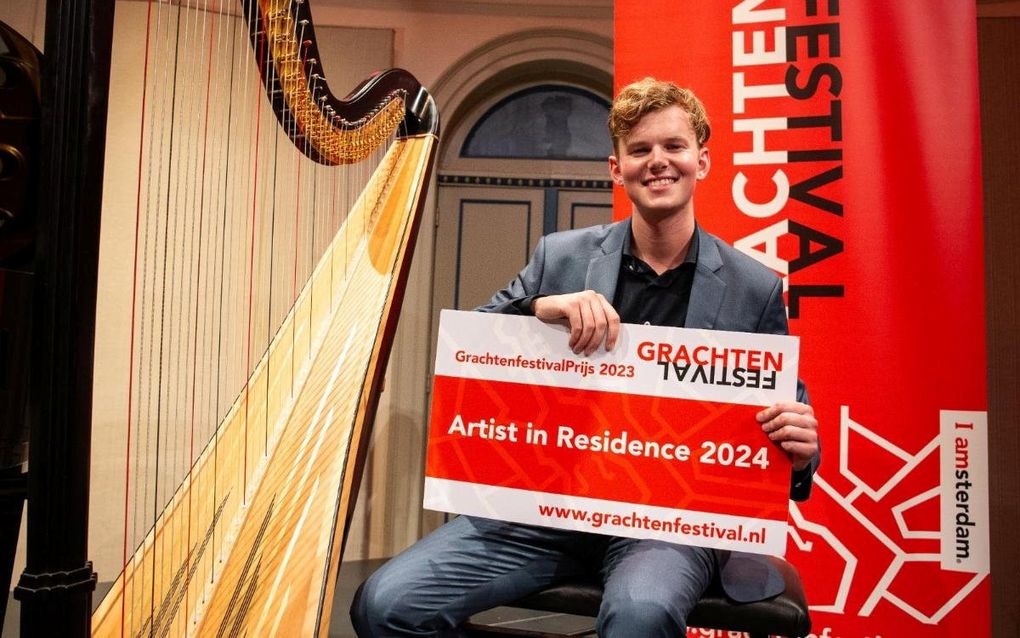 Tijdens het Grachtenfestival is harpist Joost Willemze Artist in Residence. beeld Grachtenfestival, Melle Meivogel