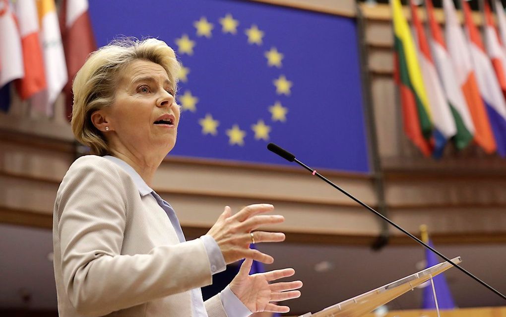 Ursula von der Leyen, voorzitter van de Europese Commissie. beeld AFP, Olivier Hoslet