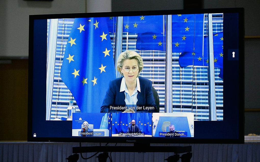 De Europese Centrale Bank (ECB) vergroot zijn opkoopprogramma om de economie van de eurozone, die getroffen wordt door de tweede coronagolf, te stimuleren. beeld AFP, JOHANNA GERON