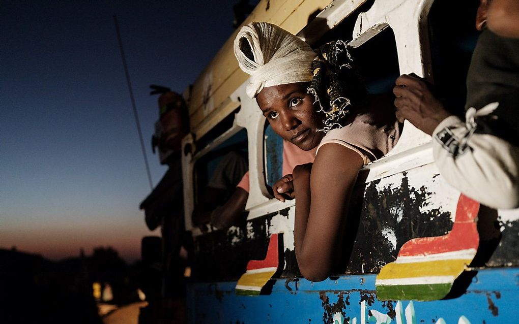 Vluchtelingen uit Tigray bij de Ethiopische grens. beeld AFP, Yasuyoshi Chiba