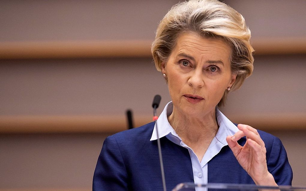 Ursula von der Leyen, voorzitter van de Europese Commissie, ziet een kleine mogelijkheid voor een Brexit-deal. beeld AFP, John Thys