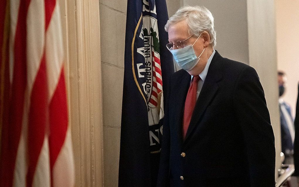 De leider van de Republikeinen in de Amerikaanse Senaat, Mitch McConnell. beeld AFP, Saul Loeb