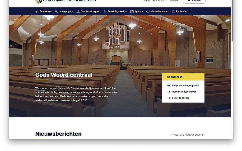 De vernieuwde website van de Gereformeerde Gemeenten. beeld RD