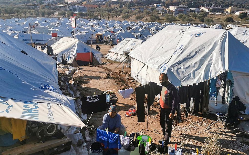 Vluchtelingenkamp op Lesbos. beeld AFP, Anthi PAZIANOU