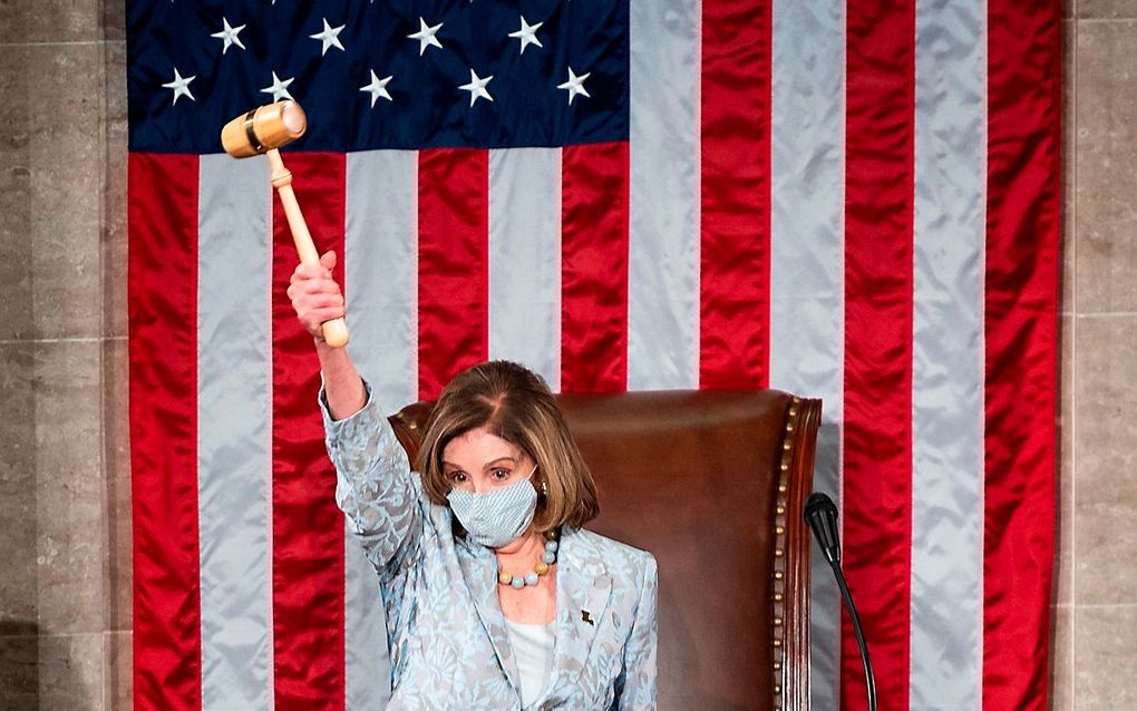 De 80-jarige Democraat Nancy Pelosi werd zondag opnieuw tot voorzitter van het Amerikaanse Huis van Afgevaardigden gekozen. beeld AFP