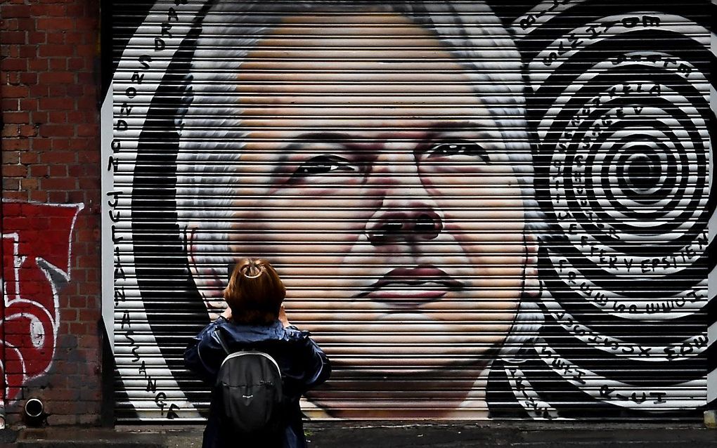 Een muurschildering van Assange in het Australische Melbourne. beeld William WEST / AFP