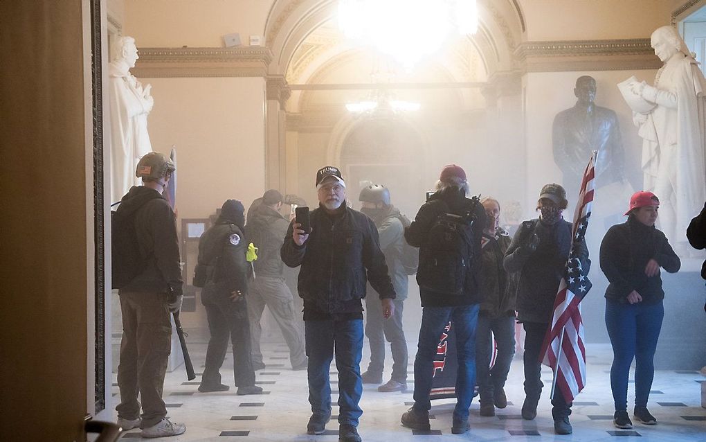 Demonstranten in het Capitool. beeld AFP, SAUL LOEB