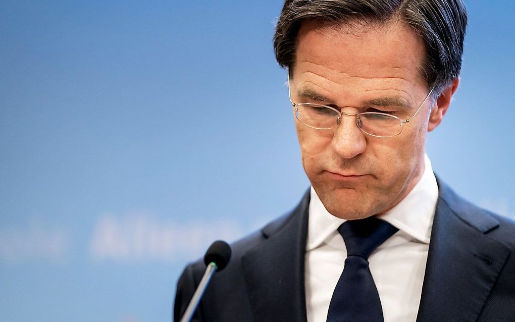 Premier Mark Rutte geeft tijdens een persconferentie een toelichting op de coronamaatregelen in Nederland. beeld ANP, Bart Maat