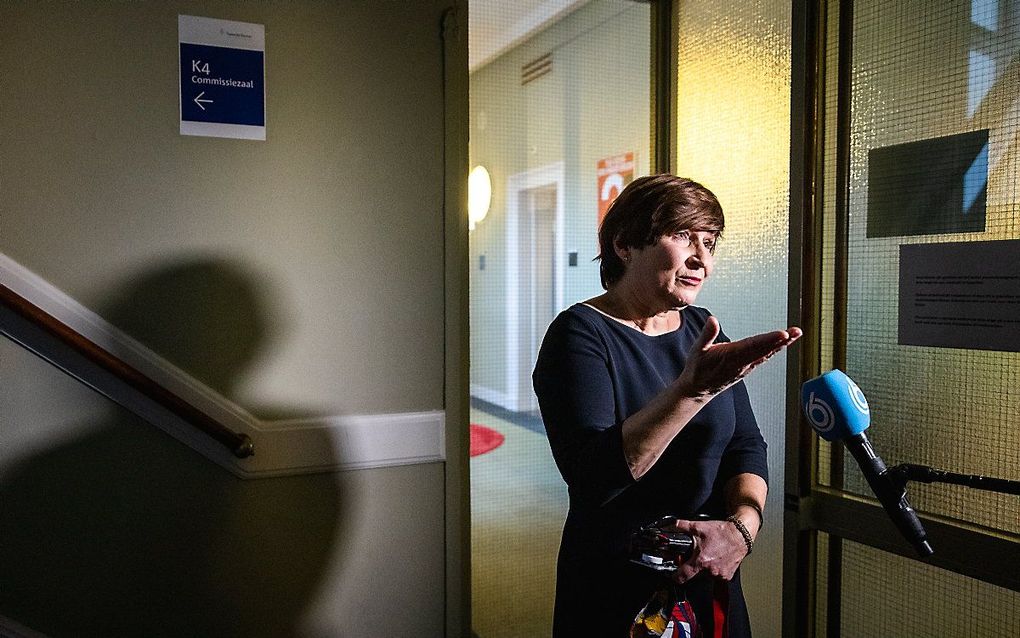 Lilianne Ploumen (PvdA) reageert in de Tweede Kamer op het vertrek van Lodewijk Asscher als lijsttrekker van de PvdA. beeld ANP, SEM VAN DER WAL