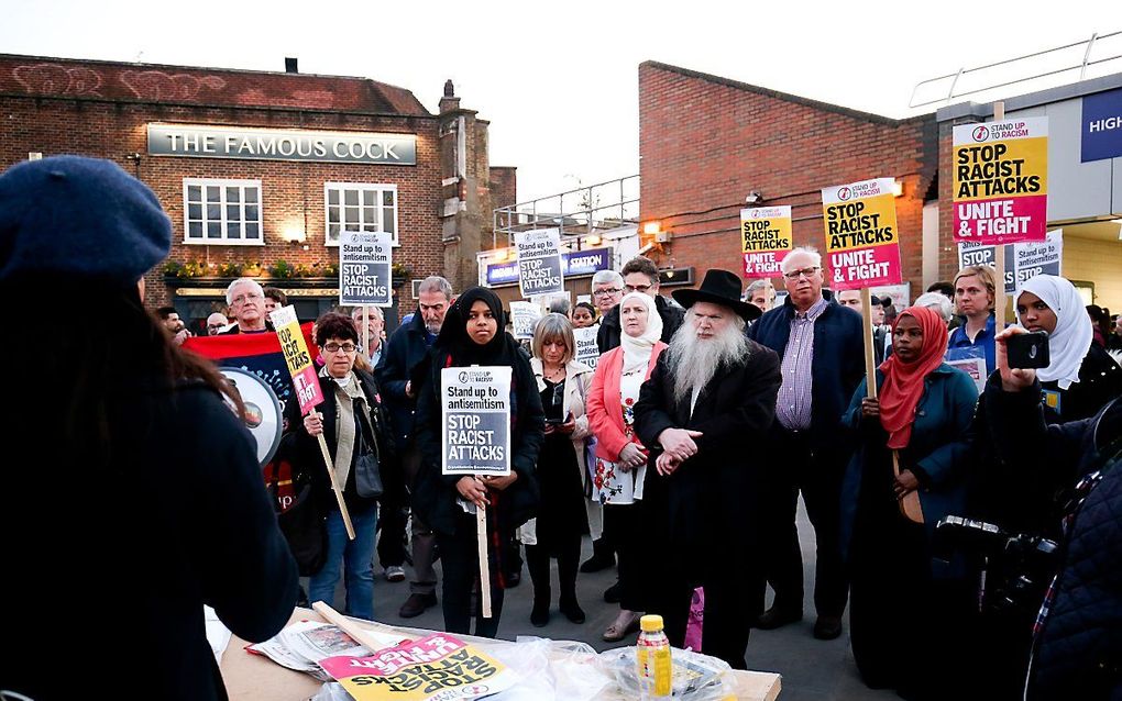 Protestbijeenkomst tegen racisme en antisemitisme. beeld Andrew Fosker/REX/Shutterstock