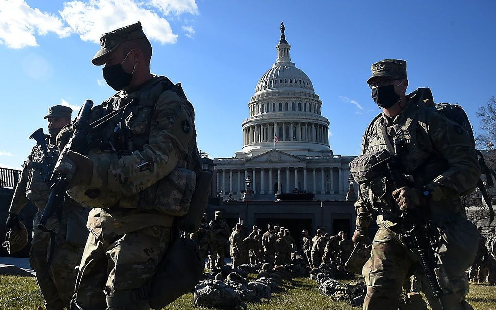 Voorbereidingen voor de inauguratie van Biden. beeld AFP, Olivier DOULIERY