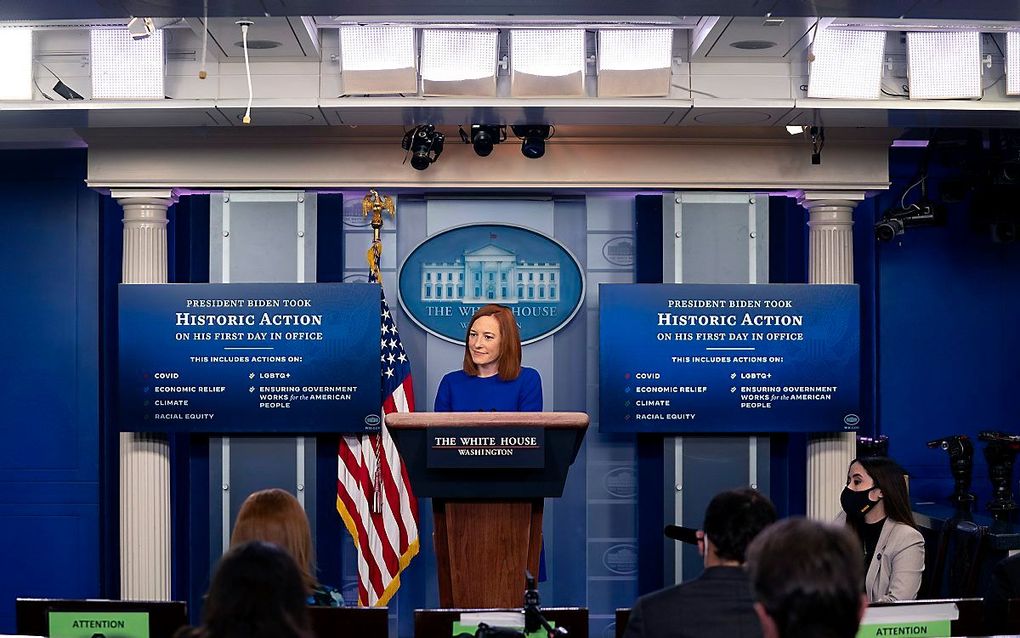 Persvoorlichter Jen Psaki. beeld EPA, Stephani Reynolds