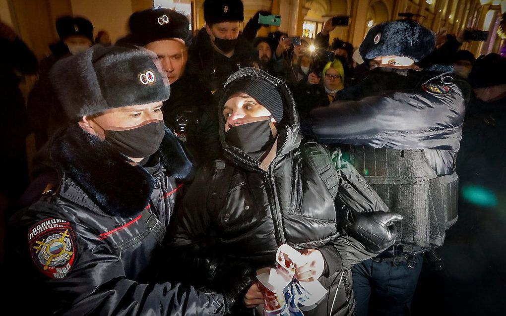 Maandag waren er ook al protesten tegen de arrestatie van Navalni. beeld EPA, Anatoly Maltsev