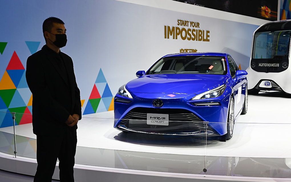 De Toyota Mirai op de Beijing Auto Show. beeld AFP, Whang Zhaoa