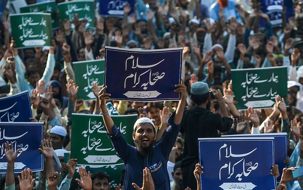 Protesten na beschuldigingen van godslastering aan het adres van sjiitische leiders in het overwegend soennitische Pakistan, september 2020. beeld AFP, Rizwan Tabassum