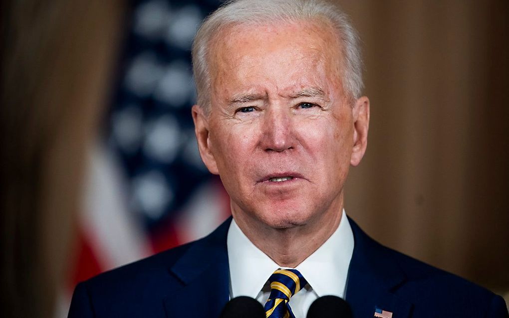 Joe Biden, donderdag tijdens zijn toespraak op het ministerie van Buitenlandse Zaken in Washington. beeld EPA, Jim Lo Scalzo