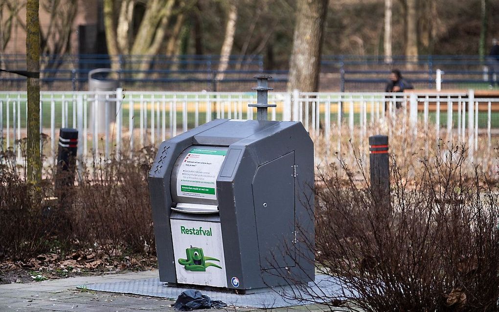 De container waarin de baby werd gevonden, is vervangen door een nieuwe. beeld ANP, RAMON VAN FLYMEN