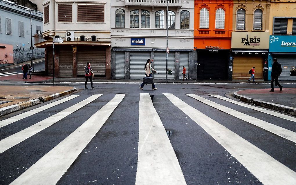 Stille straten in Sao Paulo. beeld EPA, SEBASTIAO MOREIRA