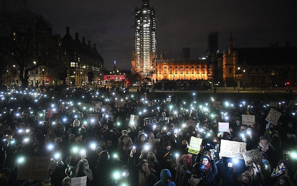 Wake in Londen. beeld AFP, DANIEL LEAL-OLIVAS