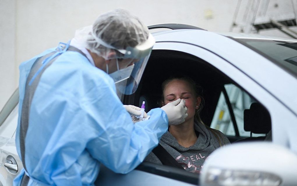 Coronateststraat. beeld AFP, Ina Fassbender