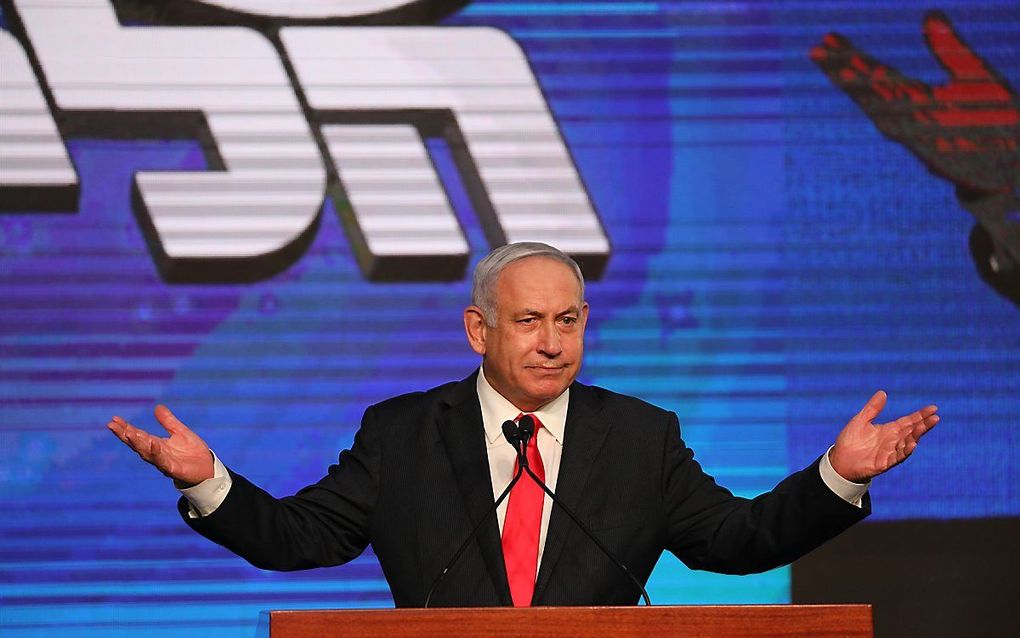 Premier Netanyahu, woensdag. beeld EPA, Abir Sultan