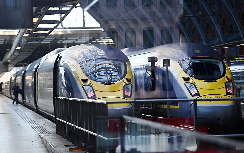 De EuroStar terminal in Londen. Deze hogesnelheidstreindienst verbindt Brussel met Londen en Parijs. beeld EPA, Andy Rain