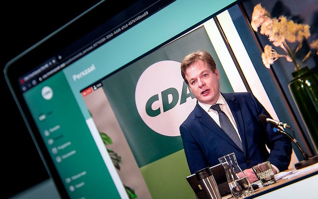 Omtzigt tijdens het CDA-congres. beeld ANP, KOEN VAN WEEL