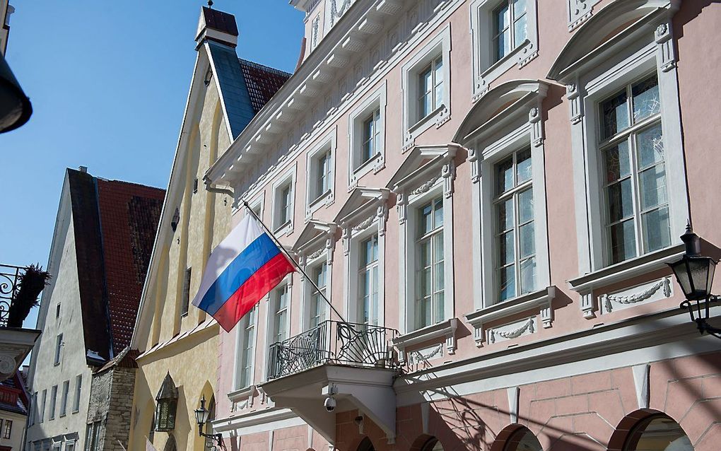 Russische ambassade in de Estse hoofdstad Tallinn. beeld AFP, Raigo Pajula