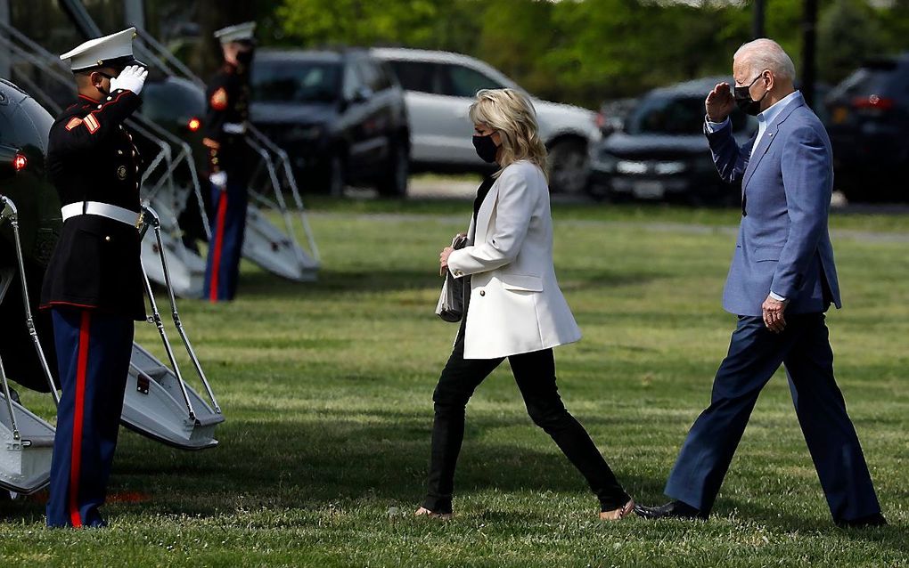 De Amerikaanse president Joe Biden en first lady Jill Biden. beeld EPA, Yuri Gripas