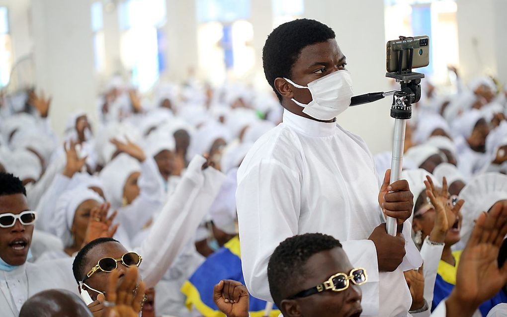 Christenen in de Nigeriaanse hoofdstad Lagos. beeld EPA, Akindtunde Akinleye