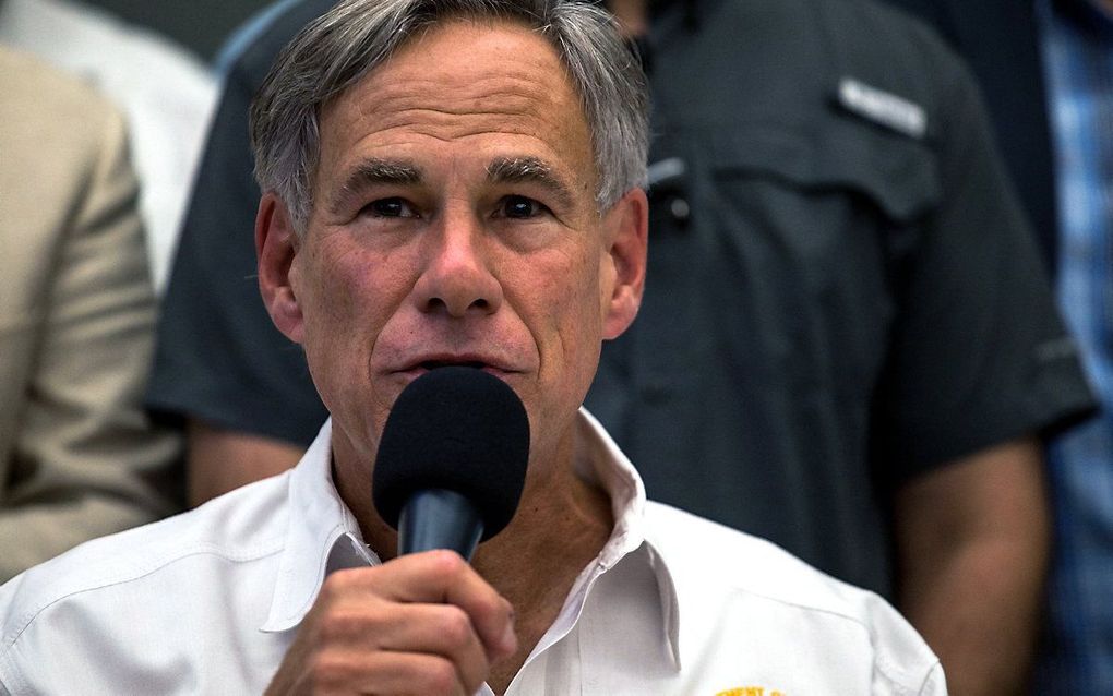 Greg Abbott, de gouverneur van Texas, VS. beeld AFP, Joel Angel Juarez