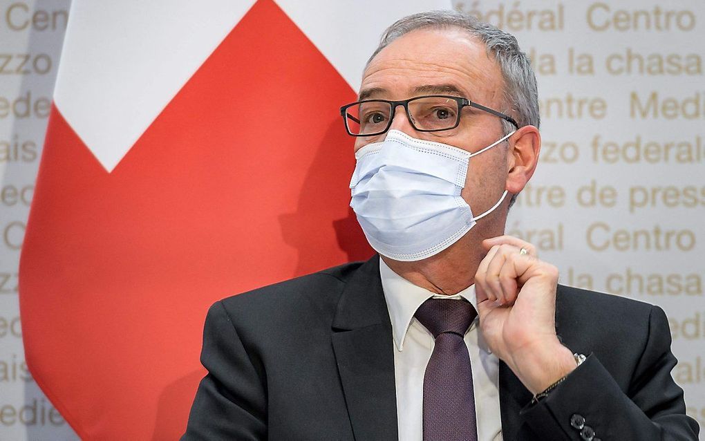 De Zwitserse president Guy Parmelin. beeld AFP, Fabrice Coffrini