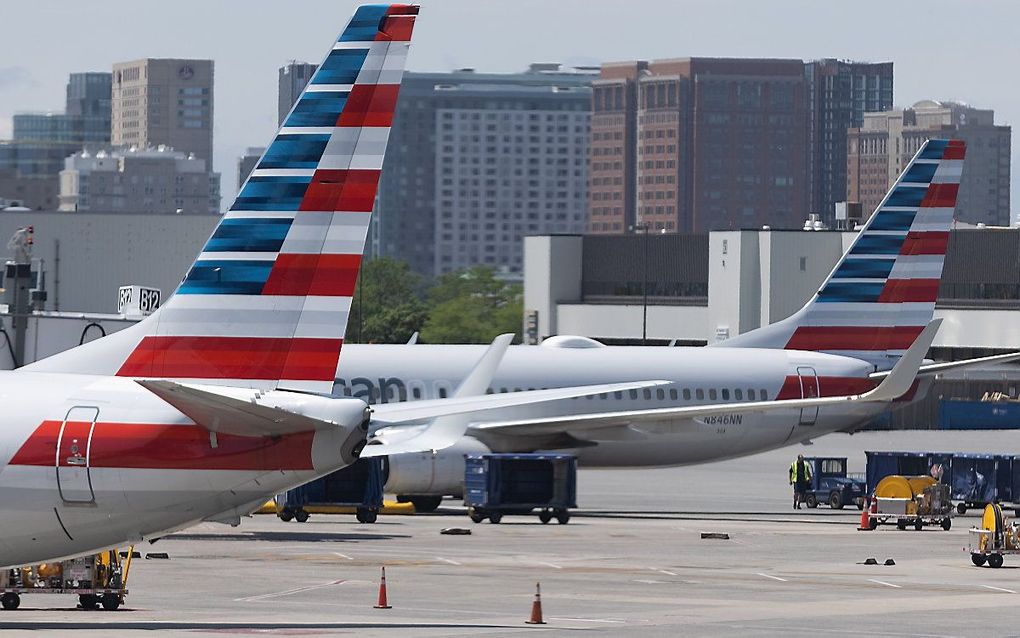 Vliegtuigen van vliegmaatschappij American Airlines in Boston. beeld EPA, CJ Gunther