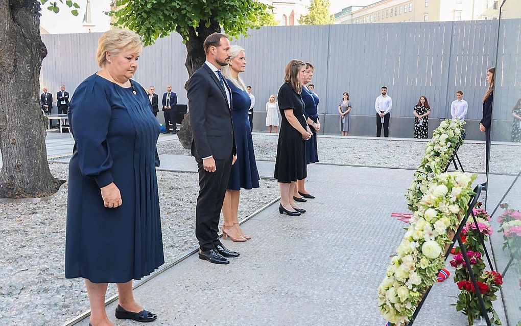 Noorwegen herdenkt de aanslagen die rechts-extremist Anders Behring Breivik tien jaar geleden pleegde. beeld AFP, Geir Olsen