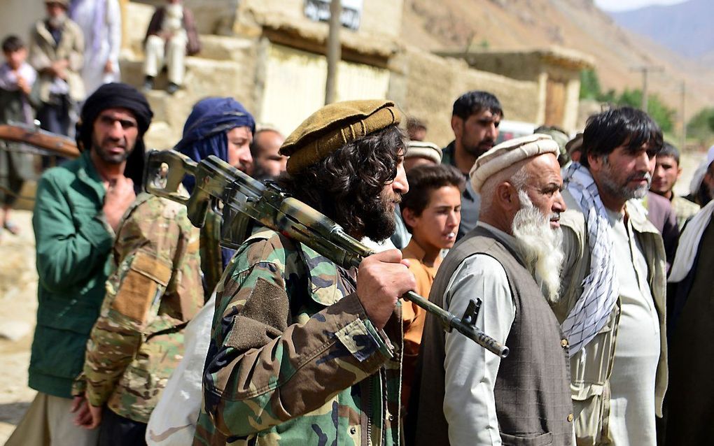 Afghaanse verzetsstrijders in de provincie Panjshir, dinsdag. beeld AFP, Ahmad Sahel Arman