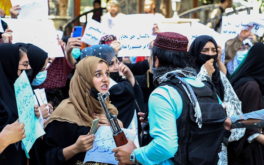 Protest in Kabul, dinsdag. beeld EPA