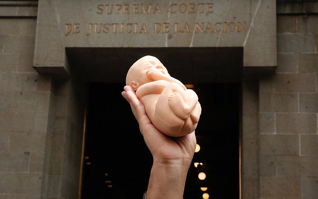 Een anti-abortusdemonstrant voor het Hof in Mexico. beeld EPA, Carlos Ramirez