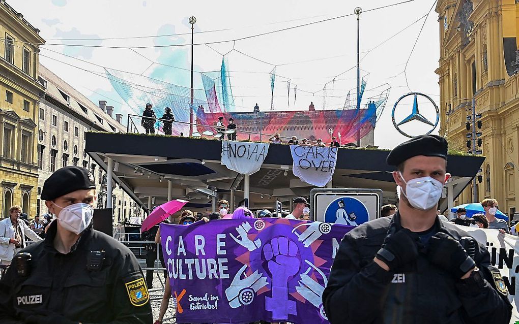 Klimaatprotesten tegen de autoshow IAA Mobility in de Duitse stad München. beeld AFP, Tobias Schwarz