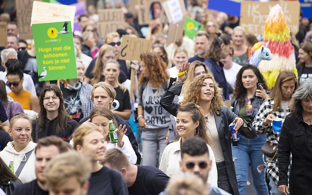 Protest in Den Haag, zaterdag. beeld ANP, Koen van Weel