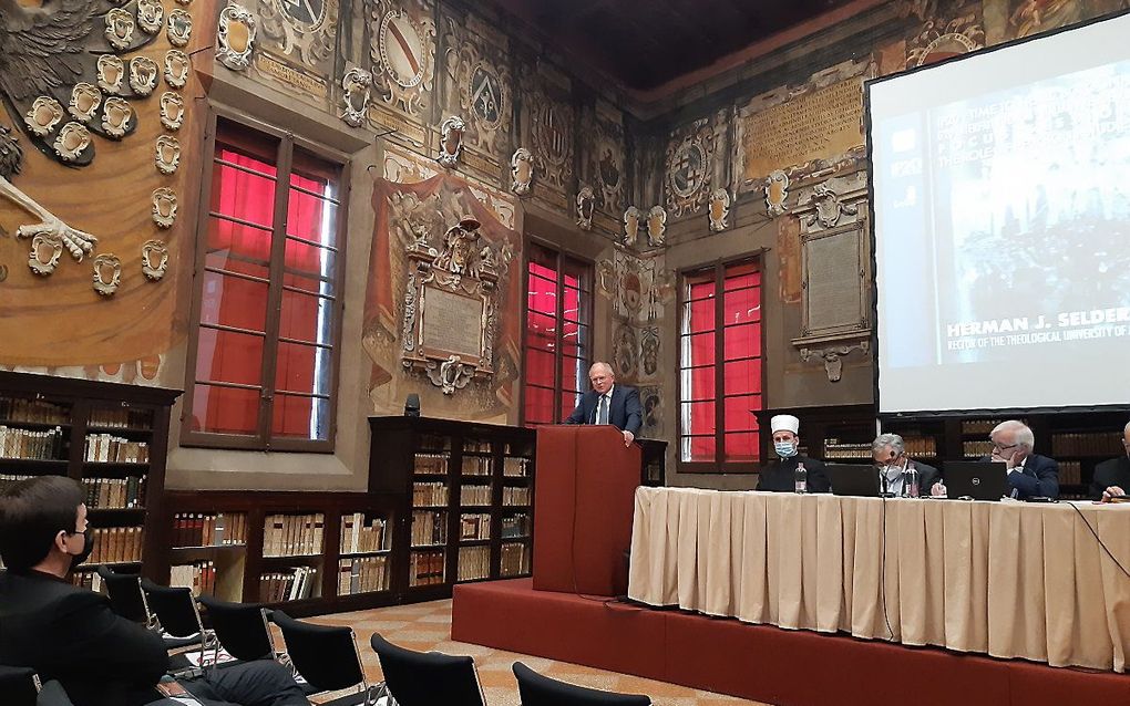 Prof. dr. H. J. Selderhuis, deze week op het G20 Interfaith Forum in Bologna. beeld RD