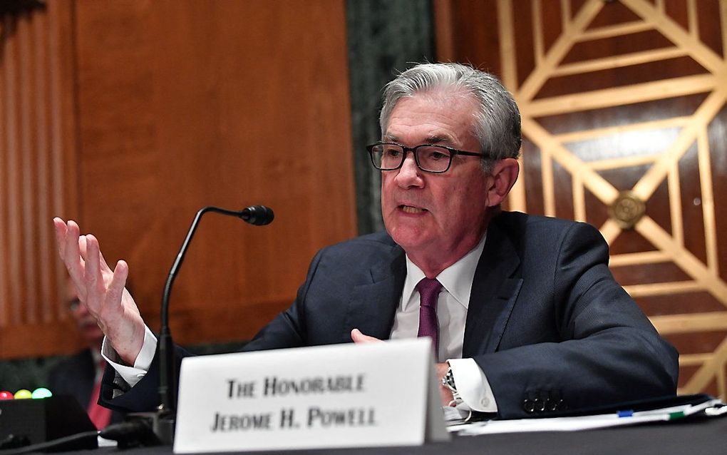 Jerome Powell, de voorzitter van de Federal Reserve. beeld AFP, Nicholas Kamm